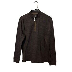 Johnnie O Sweater Mens Small Brown 1/4 Zip Pullover Golf Top Shelf Long Sleeve